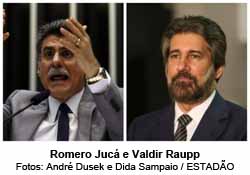 Os ex-senadores Romero Juc e Valdir Raupp. Fotos: Andr Dusek e Dida Sampaio/ESTADO