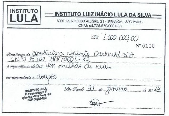 Instituto Lula - Recibo 2 / Estado