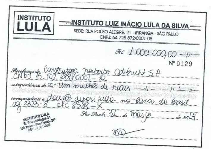 Instituto Lula - Recibo 4 / Estado
