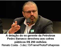 A delao do ex-gerente da Petrobras Pedro Barusco devolveu aos cofres pblicos R$ 290 milhes - Renato Costa - 3.dez.15/FramePhoto/Folhapress