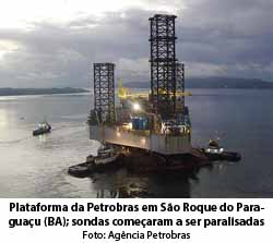 Folha de So Paulo - 04/09/2015 - Plataforma da Petrobras em So Roque do Paraguau (BA); sondas comearam a ser paralisadas - Foto: Agncia Petrobras