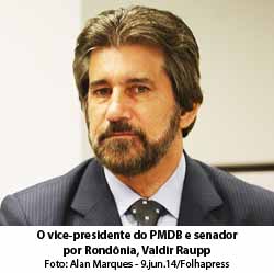 Folha de So Paulo - 06/09/2015 - O vice-presidente do PMDB e senador por Rondnia, Valdir Raupp - Foto: Alan Marques - 9.jun.14/Folhapress