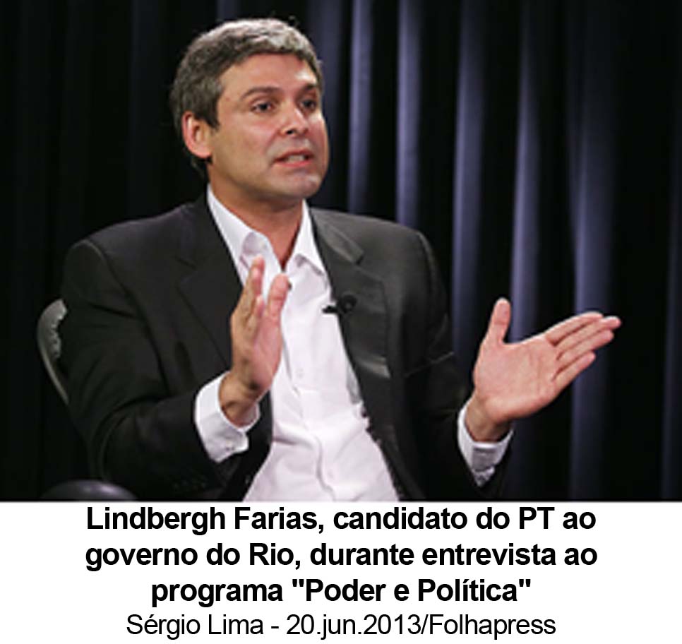 Folha de So Paulo - 11/10/2014 - Lindbergh Farias, candidato do PT ao governo do Rio, durante entrevista - Foto: Srgio Lima - 20.jun.2013/Folhapress