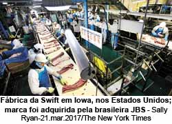 Fbrica da Swift em Iowa, nos Estados Unidos; marca foi adquirida pela brasileira JBS - Sally Ryan-21.mar.2017/The New York Times
