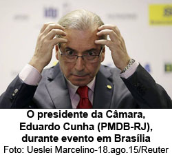 Folha de So Paulo - 15/12/15 - O presidente da Cmara, Eduardo Cunha (PMDB-RJ), durante evento em Braslia - Foto: Ueslei Marcelino-18.ago.15/Reuter