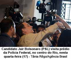 Candidato Jair Bolsonaro (PSL) visita prdio da Polcia Federal, no centro do Rio, nesta quarta-feira (17) - Tnia Rgo/Agncia Brasil