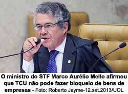 O ministro do STF Marco Aurlio Mello afirmou que TCU no pode fazer bloqueio de bens de empresas - Foto: Roberto Jayme-12.set.2013/UOL