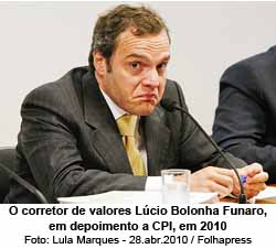 O corretor de valores Lcio Bolonha Funaro, em depoimento a CPI, em 2010 - Foto: Lula Marques - 28.abr.2010 / Folhapress