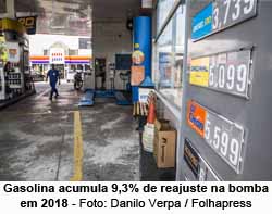 Gasolina acumula amento na bomba de 9,3% em 2018 - Foto: Danilo Verpa / Folhapress