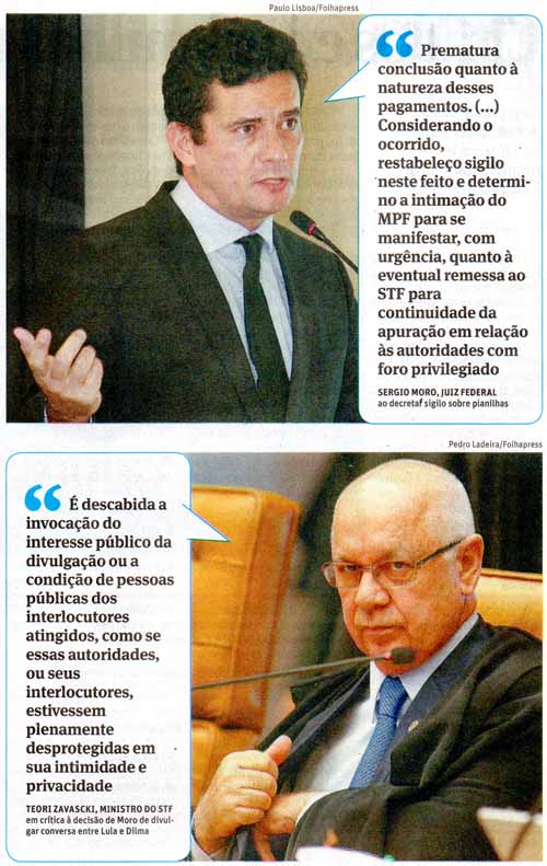 Declaraes de: Moro e Zavascki - Folha de So Paulo - 24/03/16