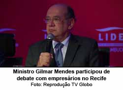 Ministro Gilmar Mendes participou de debate com empresrios no Recife (Foto: Reproduo TV Globo)