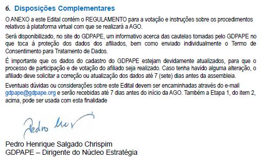 GDPAPE - Comunicado 121 - 02/08/2020