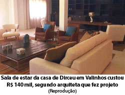 O Globo - 05/08/2015 - Sala de estar da casa de Dirceu em Valinhos custou R$ 140 mil, segundo arquiteta que fez projeto - Reproduo