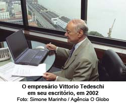 O Globo - 12/03/2015 - O empresrio Vittorio Tedeschi em seu escritrio, em 2002 - Foto: Simone Marinho / Agncia O Globo