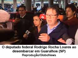 Rodrigo Rocha Loures ao desembarcar em Guarulhos - Reproduo GloboNews