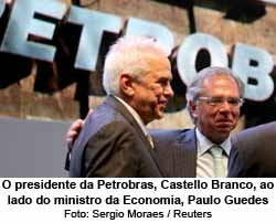 O presidente da Petrobras, Castello Branco, ao lado do ministro da Economia, Paulo Guedes - Foto: Sergio Moraes / Reuters
