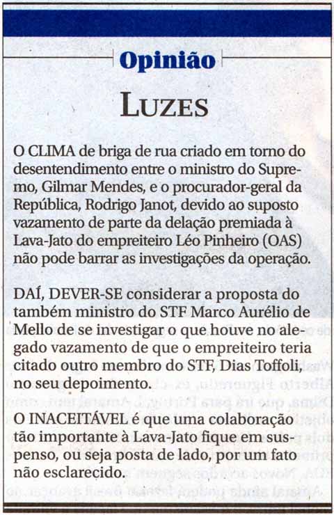 O Globo - LUZES - Opinio