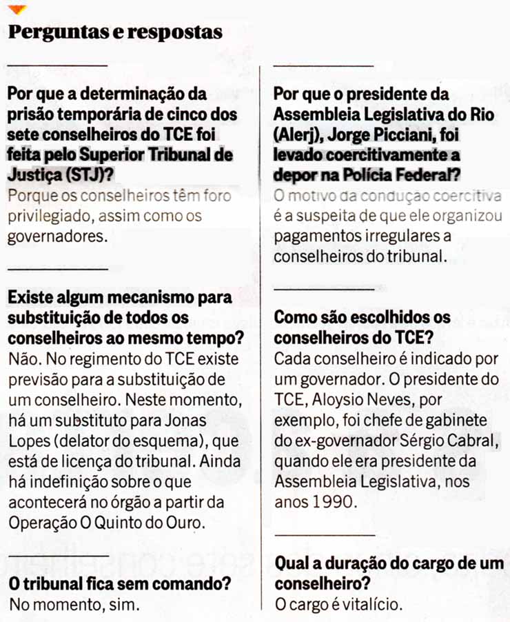 TCE-RJ: Peguntas e Respostas - O Globo / 30.03.2017