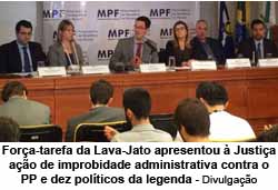 Fora-tarefa da Lava-Jato apresentou  Justia ao de improbidade administrativa contra o PP e dez polticos da legenda - Divulgao
