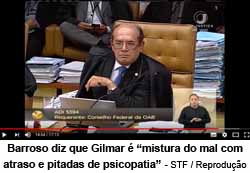 Barroso diz que Gilmar  mistura do mal com atraso e pitadas de psicopatia - STF / Reproduo