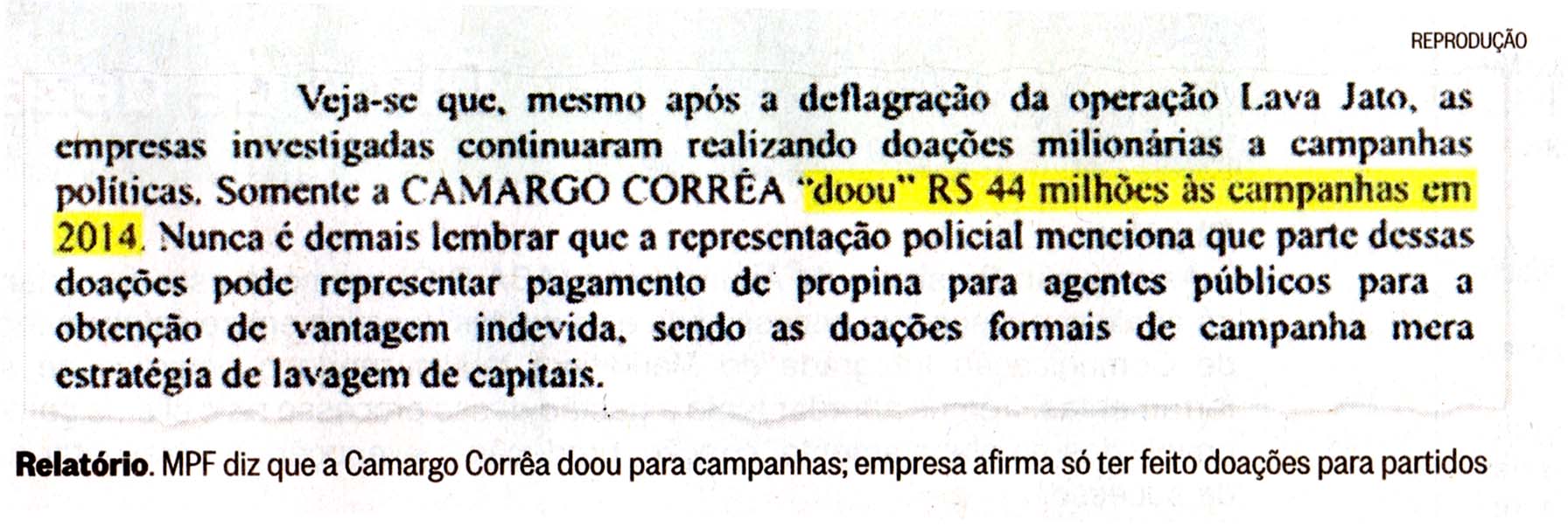 MPF diz que Camargo Corra doou para campanhas - O Globo 191114