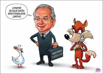 Charge: Amarildo - Paulo Guedes com a raposa e a galinha