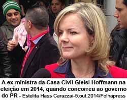 A ex-ministra da Casa Civil Gleisi Hoffmann na eleio em 2014, quando concorreu ao governo do PR