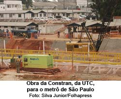 Folha de So Paulo - 02/07/15 - Obra da Constran, da UTC, para o metr de So Paulo - Foto: Silva Junior/Folhapress