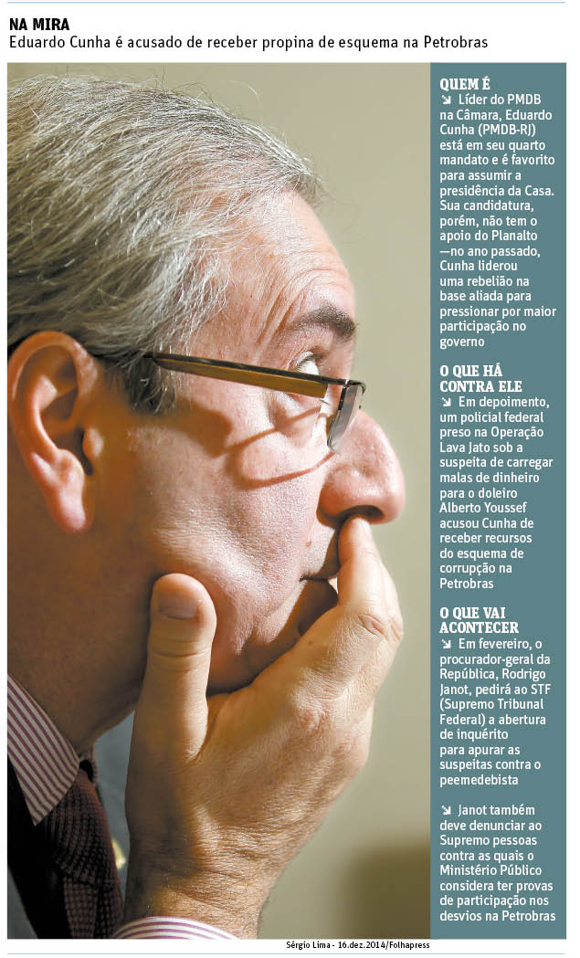 Folha de So Paulo - 07/01/15 - Petrolo: Eduardo Cunha na mira - Editoria de Arte/Folhapress