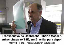 Ex-executivo da Odebrecht Hilberto Mascarenhas chega ao TSE, em Braslia, para depoimento - Foto: Pedro Ladeira/Folhapress