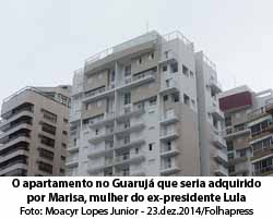 Folha de So Paulo - 08/11/15 - O apartamento no Guaruj que seria adquirido por Marisa, mulher do ex-presidente Lula - Moacyr Lopes Junior - 23.dez.2014/Folhapress