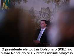 O presidente eleito, Jair Bolsonaro (PSL), no Salo Nobre do STF - Pedro Ladeira/Folhapress