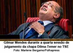 Gilmar Mendes durante o julgamente da chapa Dilma-Temer no TSE - Foto: Marlene Begamo / Folhapress