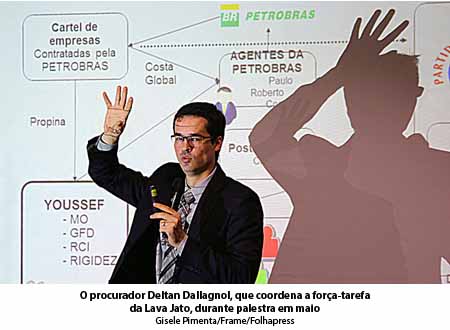 Folha de São Paulo - 10/10/15 - O procurador Deltan Dallagnol, que coordena a força-tarefa da Lava Jato, durante palestra em maio - Gisele Pimenta/Frame/Folhapress