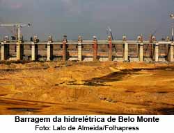 Barragem da hidreltrica de Belo Monte - Foto: Lalo de Almeida/Folhapress