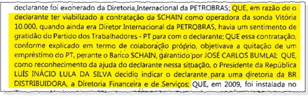 Cerver diz que Lula o indicou ao cargo de diretor da BR Distribuidora, em 2008