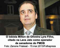 O lobista Milton de Oliveira Lyra Filho, citado na Lava Jato como operador de senadores do PMDB - Foto: Zanone Fraissat - 15.mar.2013/Folhapress