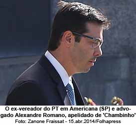 O ex-vereador do PT em Americana (SP) e advogado Alexandre Romano, apelidado de 'Chambinho' - Zanone Fraissat - 15.abr.2014/Folhapress