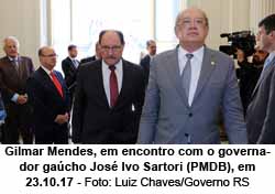 Gilmar Mendes, em encontro com o governador gacho Jos Ivo Sartori (PMDB), em 23.10.17 - Foto: Luiz Chaves/Governo RS