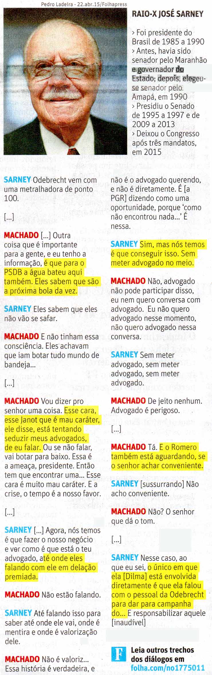 As conversas com Jos Sarney - Folha 26.mai.2016