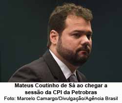 Mateus Coutinho de S ao chegar a sesso da CPI da Petrobras - Foto: Marcelo Camargo/Divulgao/Agncia Brasil