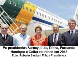 Ex-presidentes Sarney, Lula, Dilma, Fernando Henrique e Collor reunidos em 2013 - Foto: Roberto Stuckert Filho / Presidncia