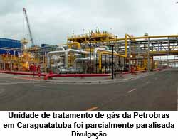 Unidade de tratamento de gs da Petrobras em Caraguatatuba foi parcialmente paralisada - Divulgao