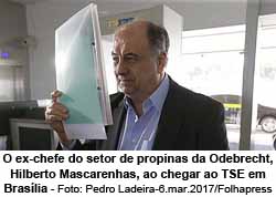 O ex-chefe do setor de propinas da Odebrecht, Hilberto Mascarenhas, ao chegar ao TSE em Braslia - Foto: Pedro Ladeira-6.mar.2017/Folhapress