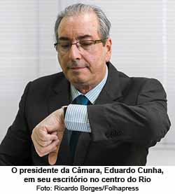 O presidente da Cmara, Eduardo Cunha, em seu escritrio no centro do Rio - Ricardo Borges/Folhapress