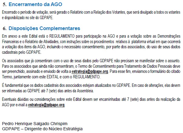 GDPAPE - Comunicado 158 - 27/05/2022