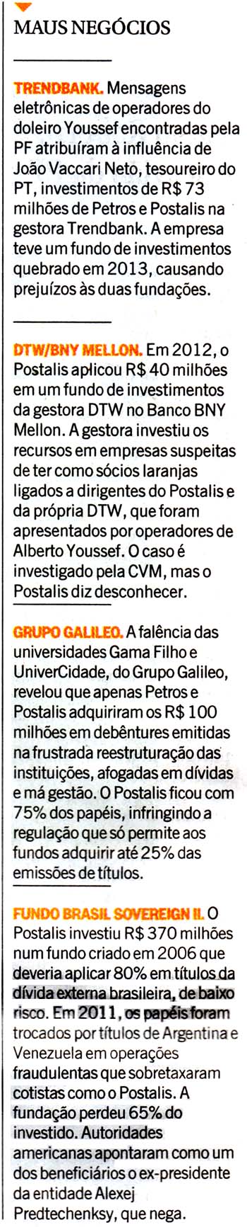 O Globo - 01/10/14 - Petros e Postalis: maus negcios