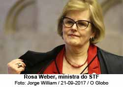 A ministra Rosa Weber, do Supremo Tribunal Federal, durante a sesso  - Foto: Jorge William / 21.09.2017 / O Globo