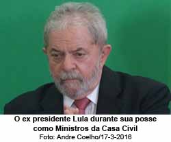 O ex presidente Lula durante sua posse como Ministros da Casa Civil - Andre Coelho/17-3-2016