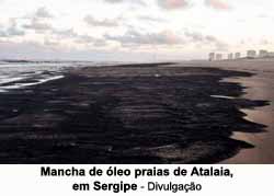Mancha de leo praias de Atalaia, em Sergipe - Divulgao
